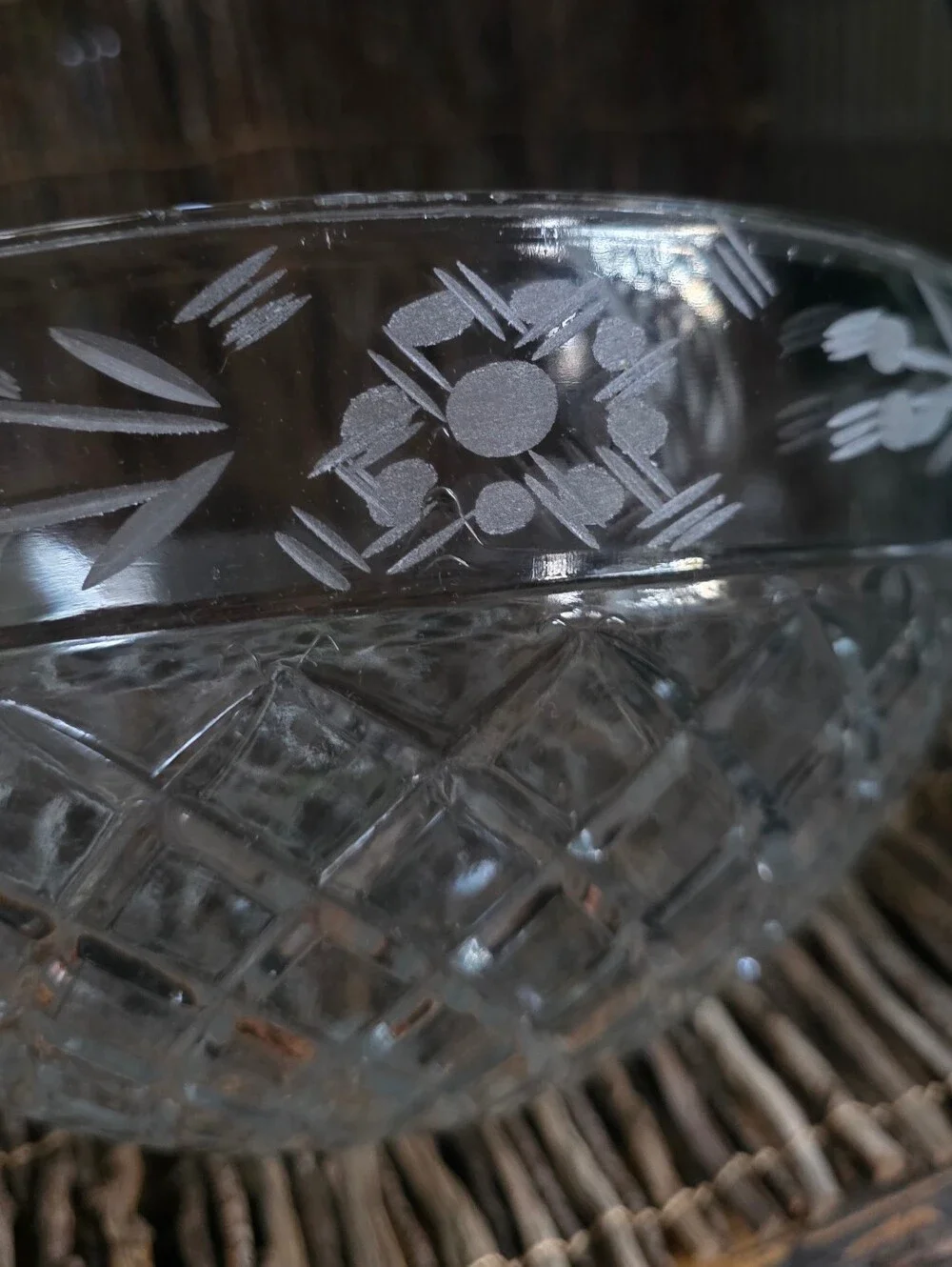 Vintage Etched Crystal Glass Flush Mount Ceiling Lamp Shade